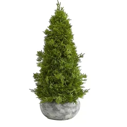 Christmas Arrangements & Garland>Kirklands Home Cypress Cone Tree with Planter Green