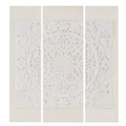 Kirklands Home 3D Embellished Canvas 3-pc. Set Ivory