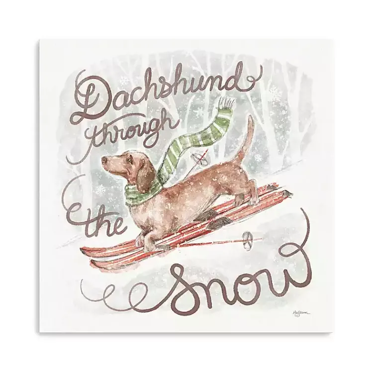 Christmas Art & Wall Decor>Kirklands Home Dachshund Through the Snow Canvas Art Print