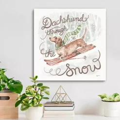Christmas Art & Wall Decor>Kirklands Home Dachshund Through the Snow Canvas Art Print