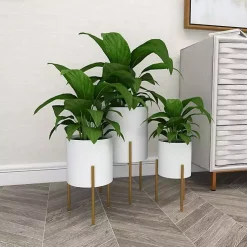 Kirklands Home Daisy Modern Iron Planters, Set of 3 White