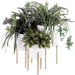 Kirklands Home Daisy Modern Iron Planters, Set of 3 White