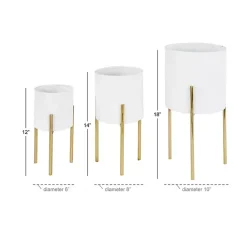 Kirklands Home Daisy Modern Iron Planters, Set of 3 White