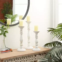 Candle Holders>Kirklands Home Daisy White Rustic 3-pc. Candle Holder Set