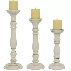 Candle Holders>Kirklands Home Daisy White Rustic 3-pc. Candle Holder Set