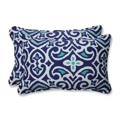 Kirklands Home Damask Marine Rectangle Outdoor Pillows, Set of 2 New