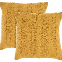 Pillows>Kirklands Home Dandelion Cable Knit Throw Pillows, Set of 2 Yellow