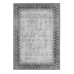 Kirklands Home Dardon Bordered Washable Area Rug, 5x7 Gray Clearance