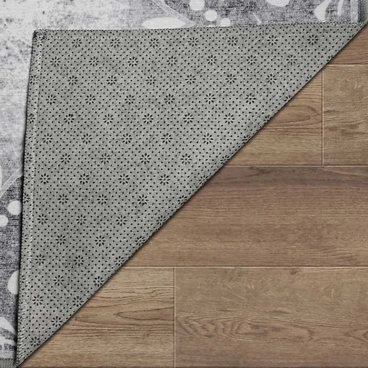 Kirklands Home Dardon Bordered Washable Area Rug, 5x7 Gray Clearance