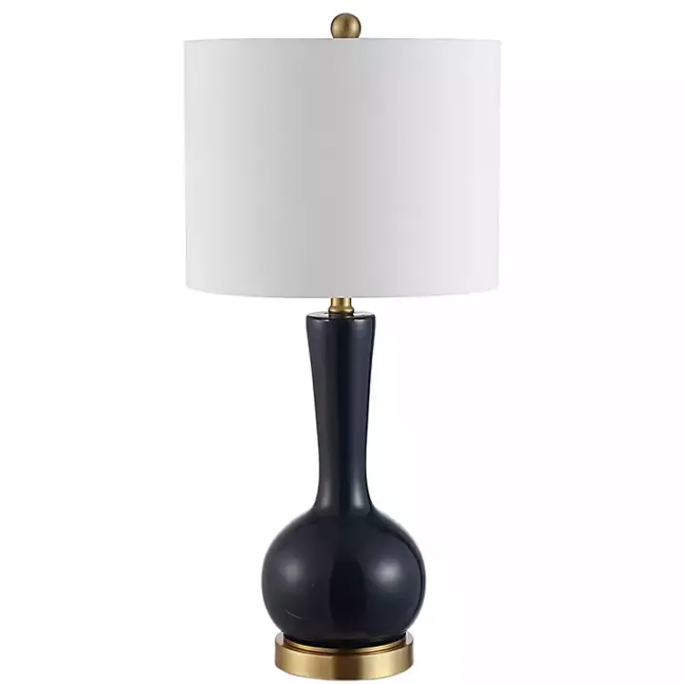 Kirklands Home Dark Blue Glass Gaetna Table Lamp White Sale