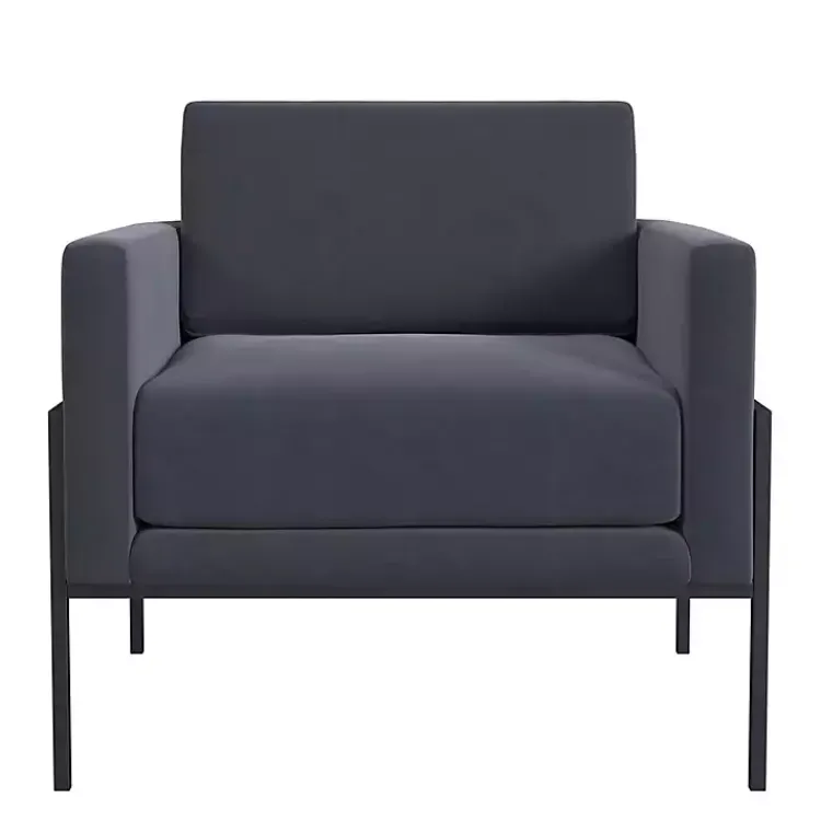 Kirklands Home Dark Velvet Black Metal Accent Chair Blue Discount