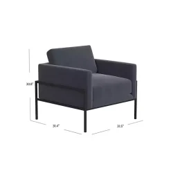 Kirklands Home Dark Velvet Black Metal Accent Chair Blue Discount