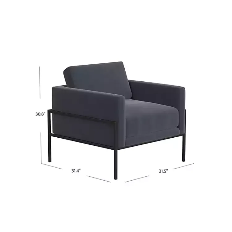 Kirklands Home Dark Velvet Black Metal Accent Chair Blue Discount