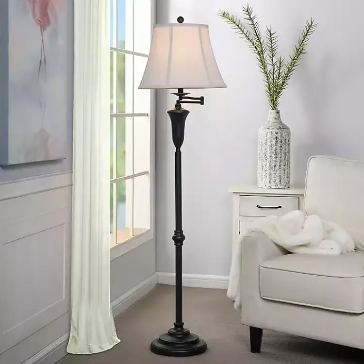 Kirklands Home Dark Bronze Madison Swing Arm Floor Lamp White Online