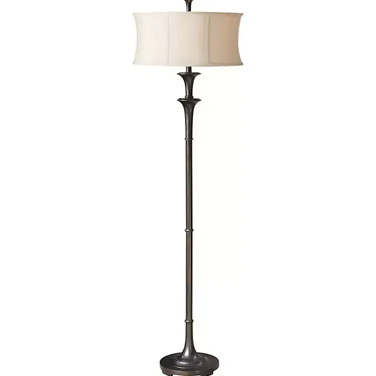 Kirklands Home Dark Bronze Metal Flare Floor Lamp Tan