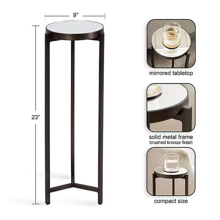Kirklands Home Dark Bronze Mirrored Tabletop Aguilar Drink Table Brown Online
