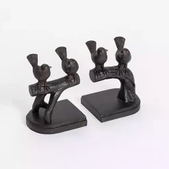 Decorative Accents>Kirklands Home Dark Bronze Perched Birds Bookends, Set of 2 Brown