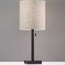 Kirklands Home Dark Bronze Square Base Table Lamp Ivory Online