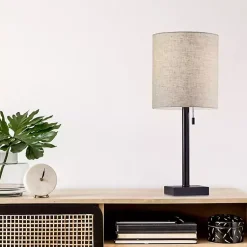 Kirklands Home Dark Bronze Square Base Table Lamp Ivory Online