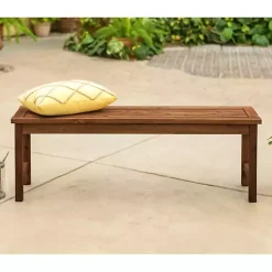 Kirklands Home Dark Acacia Wood Outdoor Bench Brown Discount