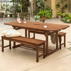 Kirklands Home Dark Acacia Wood 3-pc. Outdoor Dining Set Brown