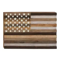 Kirklands Home Dark American Flag Wooden Wall Sculpture Brown Sale