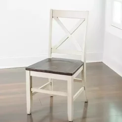 Kirklands Home Dark Brown and Jackson Dining Chair Ivory New