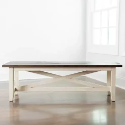 Kirklands Home Dark Brown and Jackson Dining Bench Ivory Discount