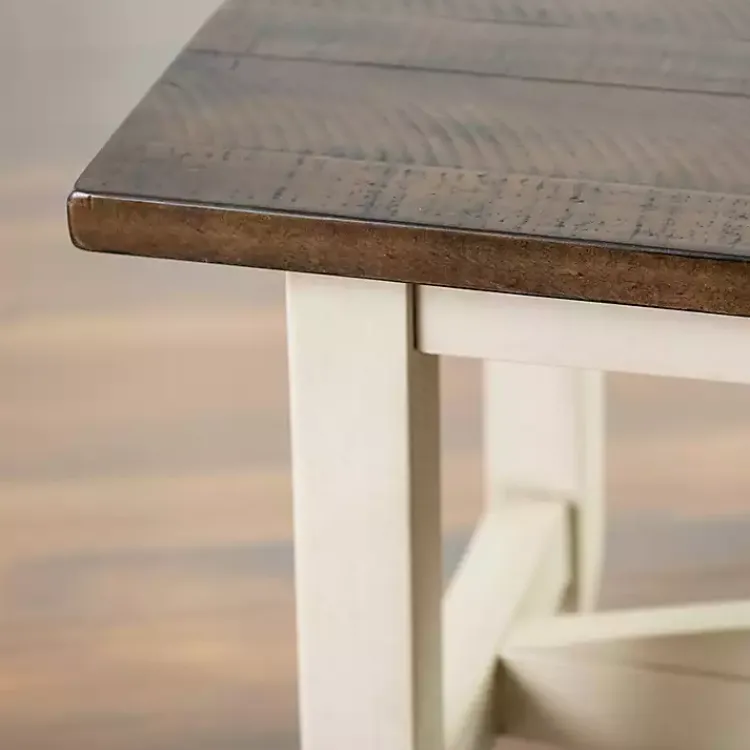 Kirklands Home Dark Brown and Jackson Dining Bench Ivory Discount