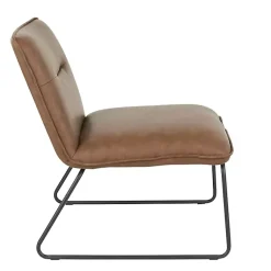 Kirklands Home Dark Faux Leather Sleigh Accent Chair Brown Hot
