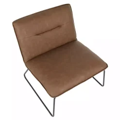 Kirklands Home Dark Faux Leather Sleigh Accent Chair Brown Hot