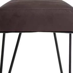 Kirklands Home Dark Leather Tufted Panel Bench Brown New
