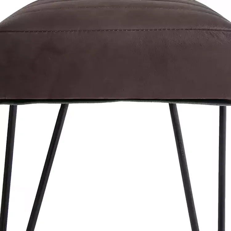 Kirklands Home Dark Leather Tufted Panel Bench Brown New