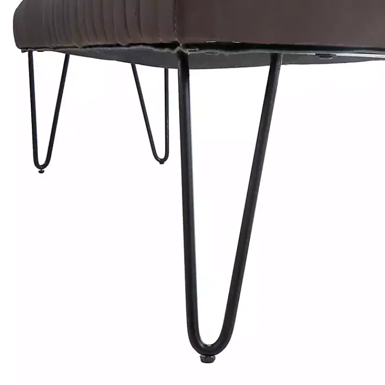 Kirklands Home Dark Leather Tufted Panel Bench Brown New