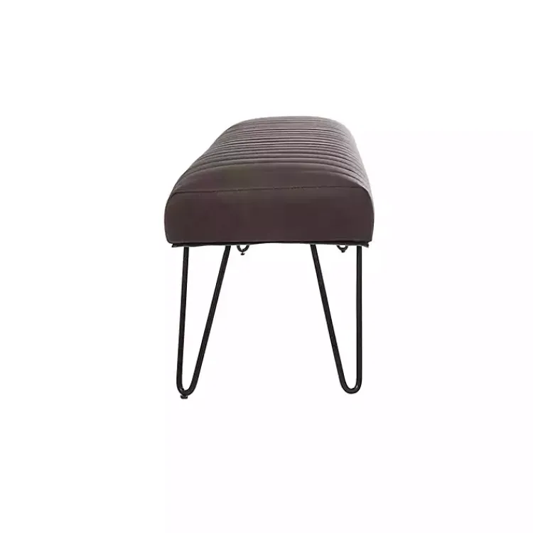 Kirklands Home Dark Leather Tufted Panel Bench Brown New