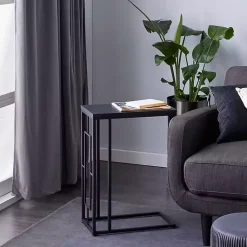 Kirklands Home Dark Metal C-Shaped Accent Table Brown Sale