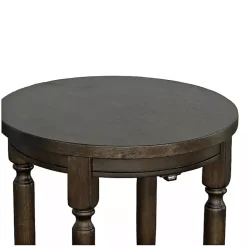 Kirklands Home Dark Round Charging Accent Table Brown New