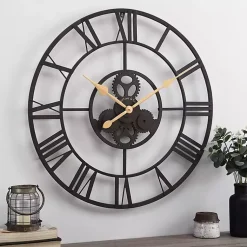 Kirklands Home Dark Brown Rutherford Gears Wall Clock Outlet