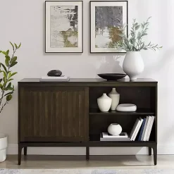 Kirklands Home Dark Slatted Sliding Door Sideboard Brown Online