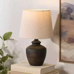 Kirklands Home Dark Brown Textured Table Lamp Tan Discount