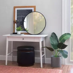 Kirklands Home Dark Wood 1-Drawer Midcentury Modern Desk Brown Clearance