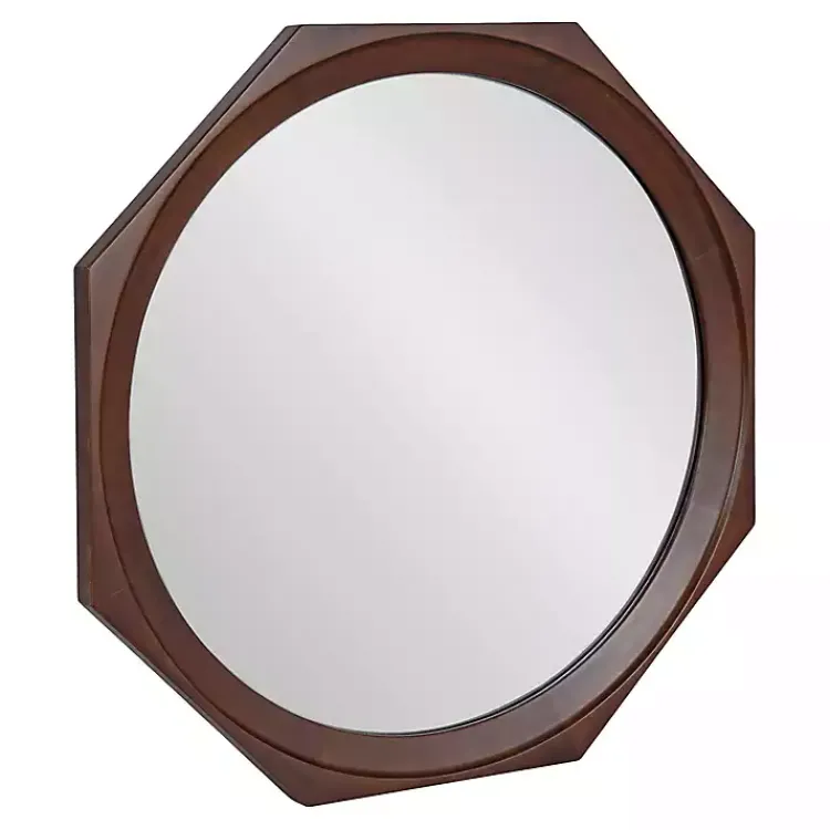 Kirklands Home Dark Wood Octagon Cyrus Wall Mirror Brown Sale