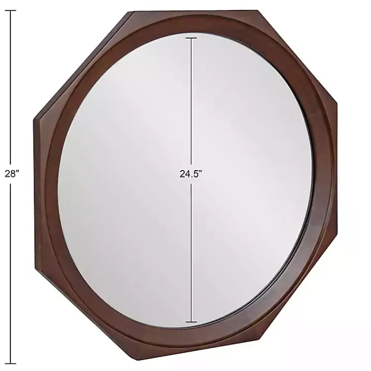 Kirklands Home Dark Wood Octagon Cyrus Wall Mirror Brown Sale