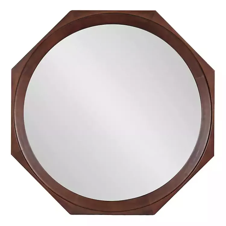 Kirklands Home Dark Wood Octagon Cyrus Wall Mirror Brown Sale