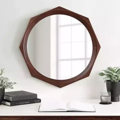 Kirklands Home Dark Wood Octagon Cyrus Wall Mirror Brown Sale
