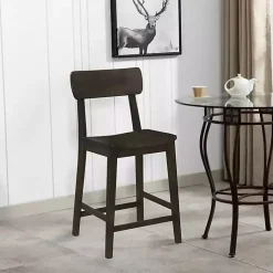 Kirklands Home Dark Wood Open Back Counter Stool Brown Outlet