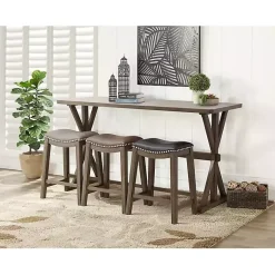 Kirklands Home Dark Wooden Trestle Counter Table, 72 in. Brown Best