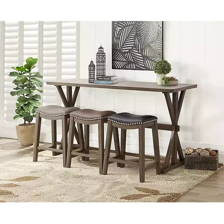 Kirklands Home Dark Wooden Trestle Counter Table, 72 in. Brown Best