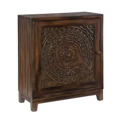 Kirklands Home Dark Chestnut Medallion Carved Cabinet Brown Online