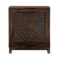 Kirklands Home Dark Chestnut Medallion Carved Cabinet Brown Online